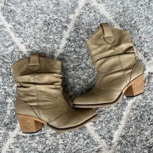 Beige Western Style/Cowboy Booties Size 8